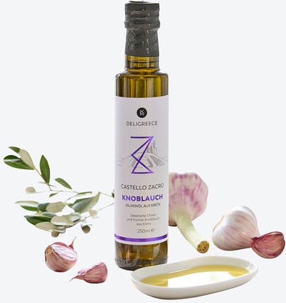 Knoblauchöl 250 ml - Extra natives Olivenöl, kaltgepresst, aus Kreta, mit frischem Knoblauch, natürlich hergestellt, ohn...
