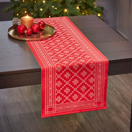 Tischwäsche Weihnachtsstern, Tischläufer, 35 x 110 cm, rot