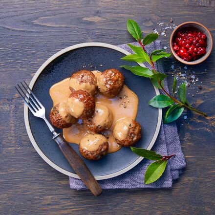 Hagen Grote Schwedische Hackbällchen in Sahnesauce 720 g - Rind & Schwein, servierfertig, Sauce mit Weißwein, für 3-4 Pe...