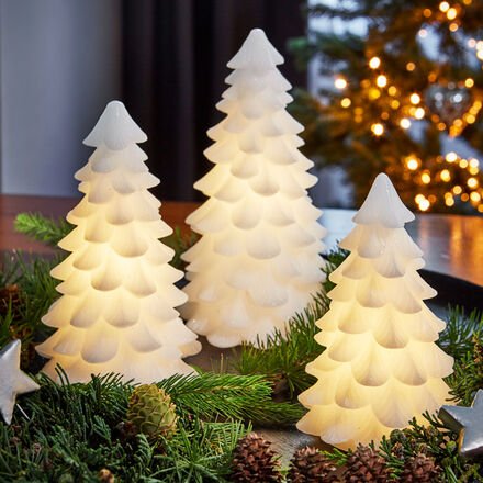LED-Tannenbaum, Wachs, Creme, Ø 13 cm, 23 cm hoch