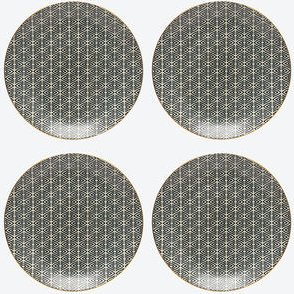 Salat & Desserteller, Blau, Diamant-Dekor, Ø 21 cm, 4 Stück