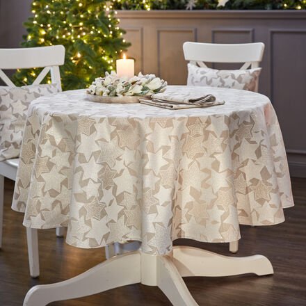 Tischdecke Sternennacht, taupe, Ø 170 cm