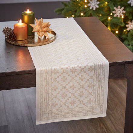 Thumbnail - Tischwäsche Weihnachtsstern, Tischläufer 35 x 110 cm, creme