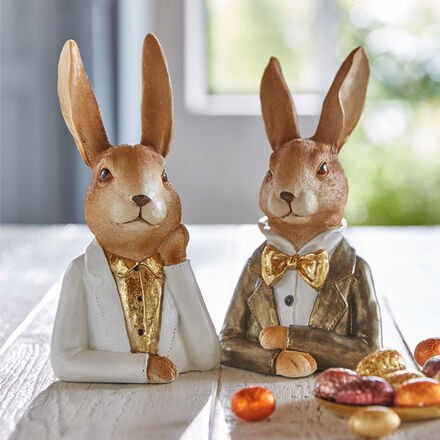 Hasenbüsten 2er-Set, Höhe 22 cm