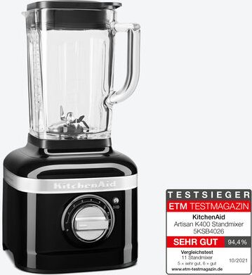 KitchenAid Hochleistungs-Standmixer - Schwarz, 1,5 PS, 600-16.000 U/min, 1,4 l Behälter, Edelstahlmesser, 3 Programme, B...