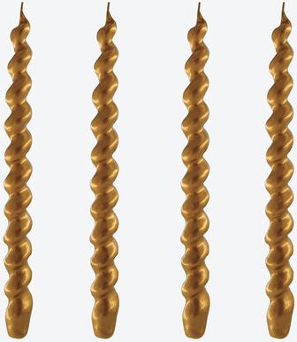 4er-Set Kerzen, Gold, Mineralwachs, Ø/H 2/26 cm, jeweils 70 g