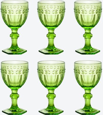 6er-Set Weinglas Lorbeerdekor, grün, 300 ml
