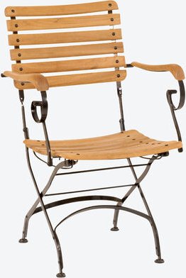 Teak/Eisen Armlehnstuhl klappbar, 58 x 91 x 61 cm (B/H/T),16 kg