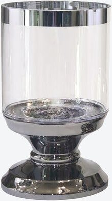 Glas Windlicht, silberfarben,ø 15 cm , 25 cm hoch