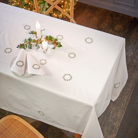 Tischdecke mit Kranz-Motiv, 170 x 250 cm, 100 % Baumwolle