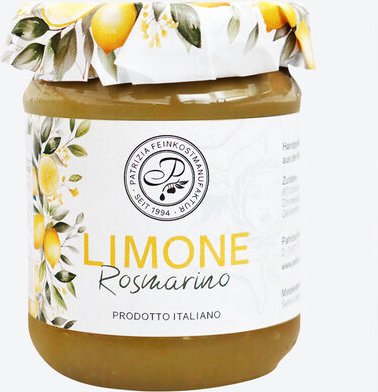 Sizilianischer Fruchtaufstrich Zitrone-Rosmarin, 180 g, rein natürliche Zutaten, 80 % Frucht, ohne Farb- und Konservieru...