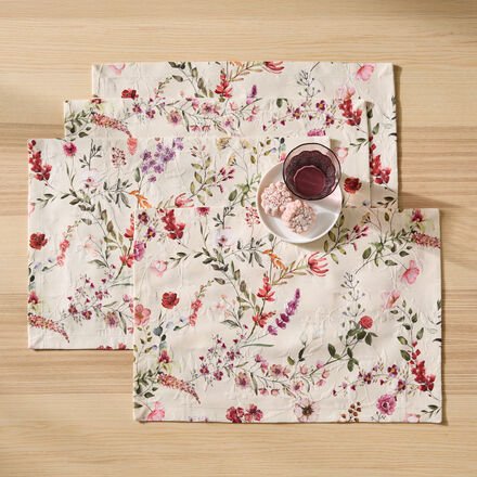 Sander Stofftischset Matelassé-Gewebe - 2er-Set, floraler Digitaldruck, pflegeleicht, 35/50 cm, waschbar, ideal für empf...