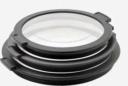 Universaldeckel 3-tlg. Set - Silikon/Kunststoff, Ø 16/18/20 cm, luftdicht, stapelbar, kein Austrocknen, spülmaschinenfes...