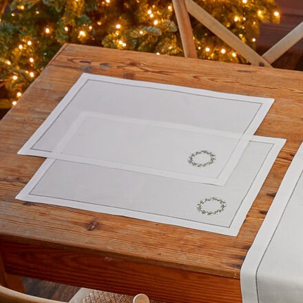 Tischset mit Kranz-Motiv, 2 Stück, 33 x 48 cm, 100 % Baumwolle