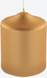 2er-Set Stumpenkerze Metallic, Gold, Klein, Ø 8 x 10 cm hoch
