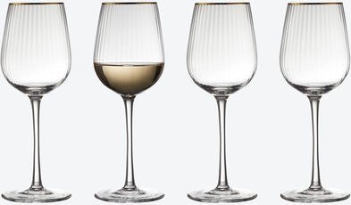 Weißweinglas mit Goldrand, 4 Stück, 30 cl, Ø 8 cm, 21 cm hoch