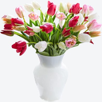 Tulpenstrauß, Farben: Weiß, Pink und Zartrosé, 45 Köpfe