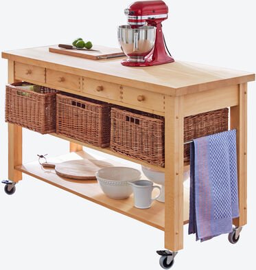 Landhaustisch mit 3 Weidenkörben, 150 x 60 cm, 83 kg