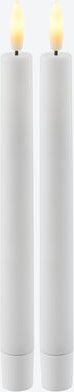 2er-Set LED-Stabkerzen 25 cm - Echtwachs, flackerndes warmes LED-Licht, batteriebetrieben, weiß, mit Fernbedienung & Ker...
