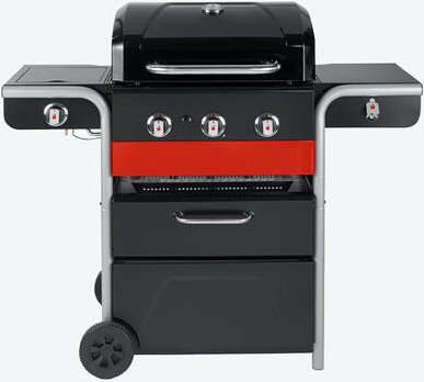 Char-Broil Hybridgrill - 3 Edelstahlbrenner, 3,5 kW Gas-Kochstelle, 13,6 kW Gesamtleistung, Gusseisen-Grillrost, Zubehör...