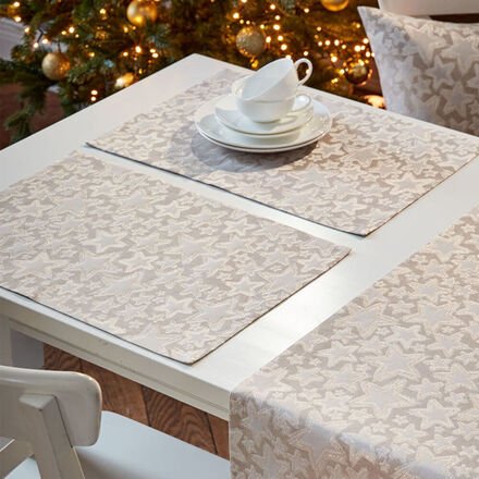 Tischsets Sterne, 35 x 50 cm, weiß, 2 Stück