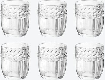6er-Set Wasserglas Lorbeerdekor, klar, 400 ml