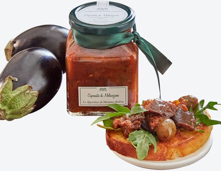 Thumbnail - Auberginen Caponata 300 g - Eingelegt in Olivenöl, Rezeptur aus Sizilien mit Tomatensauce, Oliven & Kapern, handgemacht,...