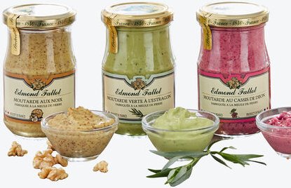 3-tlg. Dijon-Senf-Set grob - Walnuss, Estragon & Cassis, 3 x 210 g, milde Schärfe, handgefertigt, ohne Farb- und Konserv...