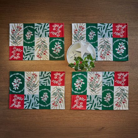 Sander Tischsets Winterblüten - 4er-Set, Gobelingewebe, Baumwolle/Polyester, 32/48 cm, formstabil, langlebig & pflegelei...