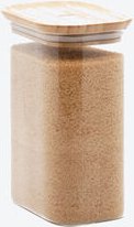 Rechteckige Glas-Vorratsdose mit Bambusdeckel, 1,2 l, 12,5 x 8,5 x 18 cm (B/T/H)