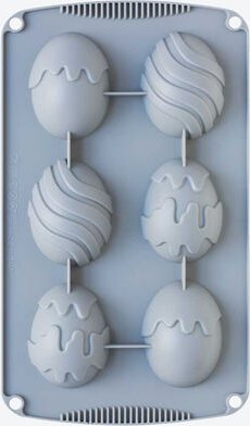 Ostereier-Backform, 100 % Platin-Silikon, 6 Einzelformen je 5,5 x 7 x 2,5 cm (B/T/H), temperaturbeständig von +230 bis -...