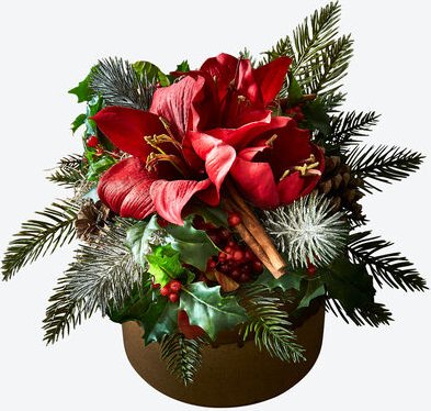 Stechpalmenstrauß mit Amaryllis, Ø 30 cm