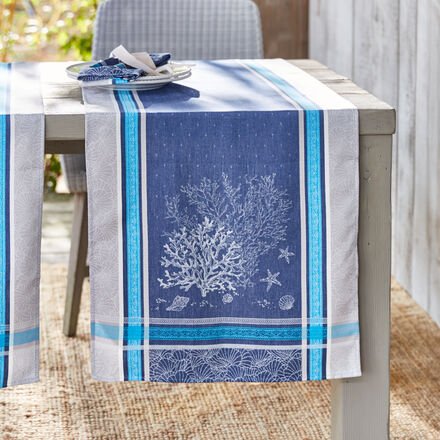 Tischläufer Ozean, blau, 50 x 160 cm, mit Beschichtung