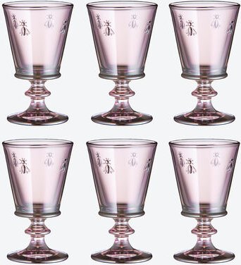 6er Set Weingläser Bienen, Violett, 14 cm hoch, 240 ml