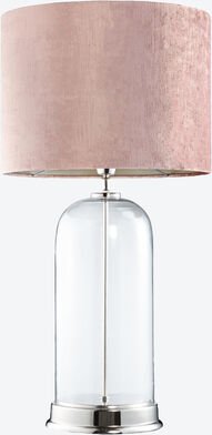 Tischlampe Blow, Glas + Schirm Zylinder altrosa