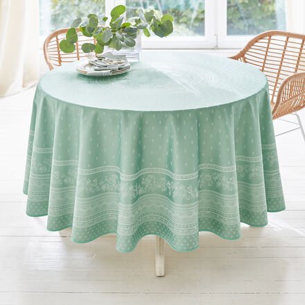 Tischdecke Provenzalisch, Mint, rund, Ø 230 cm