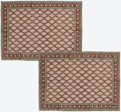 Tischsets "Zypresse" 2 Stück - 100 % Leinen, handwerklich und umweltschonend gefertigt, von Hand bedruckt, 37/50 cm, Rot
