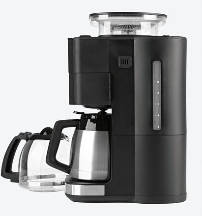 Kaffeeautomat - 1,25 l, Edelstahl, 24h-Timer, 5 Mahlgrade, 2-10 Tassen, beleuchtetes LC-Display, 230V/1000W, 22 x 33 x 4...