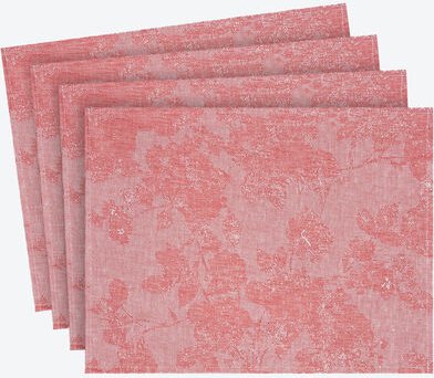 4er-Set Tischsets geblümtes Leinen, beschichtet, 35 x 45 cm