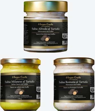Pasta-Saucen mit Trüffel, 3 x 170 g (Alfredo, Romana, Milanese)