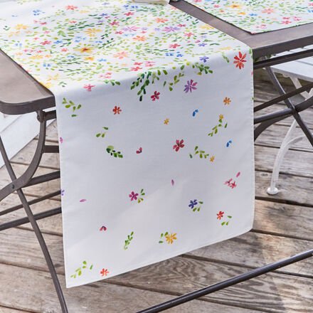 Tischläufer Streublumen beschichtet, 50 x 150 cm