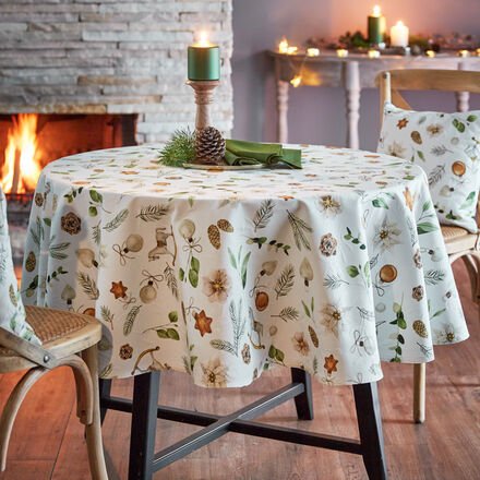 Tischdecke Schaukelpferd, Ø 170 cm, Matalassee, 100 % Baumwolle