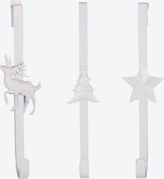 3er-Set Türkranzhalter, weiß, Tanne, Hirsch + Stern, 29 cm lang