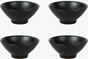4er-Set Dippschalen - Lambert Kaori Geschirr Rochenoptik, Steinzeug, Schwarz, Ø/H ca. 10/4,1 cm