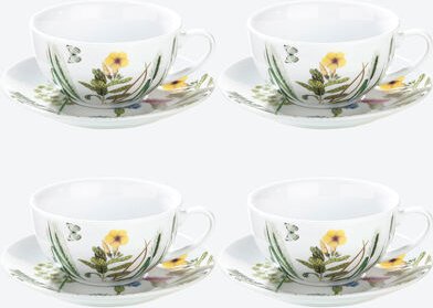 4er-Set Tassen inkl. Unterteller Wild Flowers, Ø 15 x 6,5 cm hoch, 200 ml