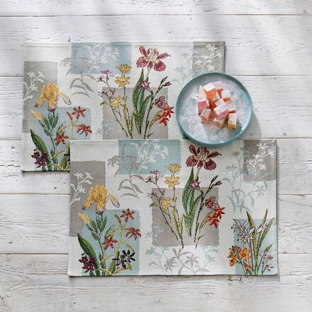 Sander 2er-Set Gobelin-Tischsets 32 x 48 cm - florales Dessin, detailreiche Weberei, robust & formstabil, 70% Baumwolle/...