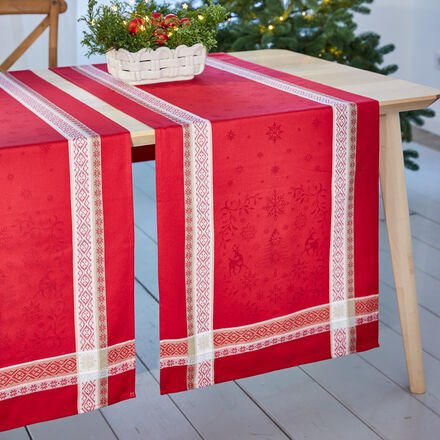 Tischwäsche Winterwald, Tischläufer, 160 x 50 cm, Rot