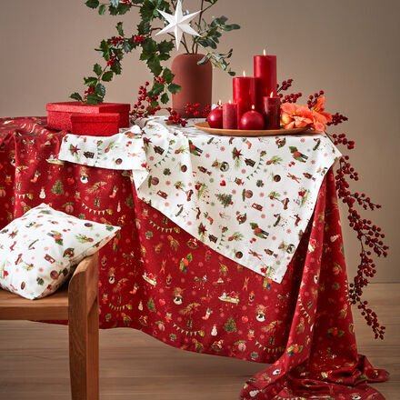 Tischdecke Weihnachtsmotive, 150 x 250 cm