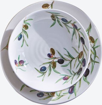 Oliven-Geschirr Suppenschalen, 4 Stück