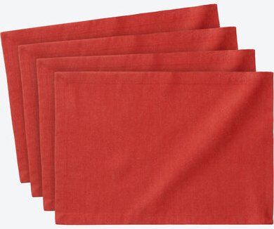 4er-Set Uni Outdoor-Tischsets, Rot, 35 x 50 cm, fleckabweisend, waschbar bei 40 °C